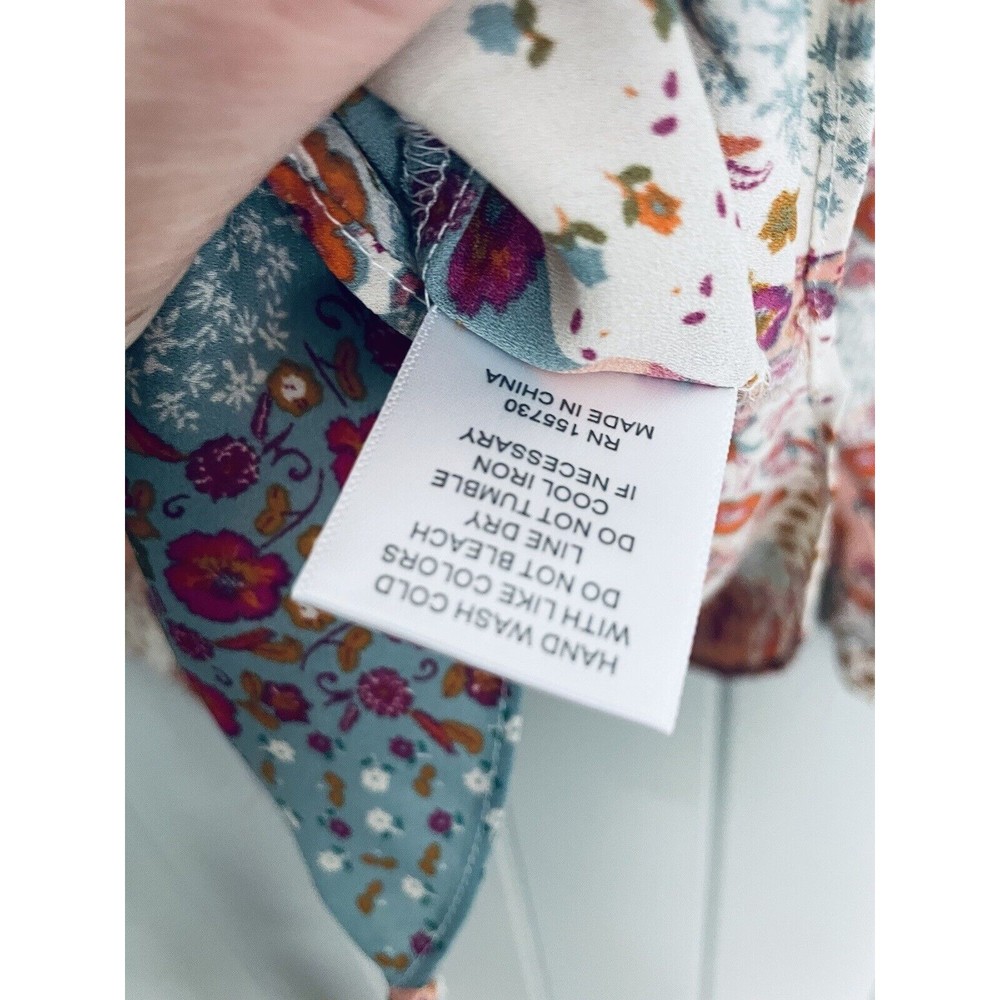 Rose & Olive Top M Medium Patchwork Button Front … - image 5